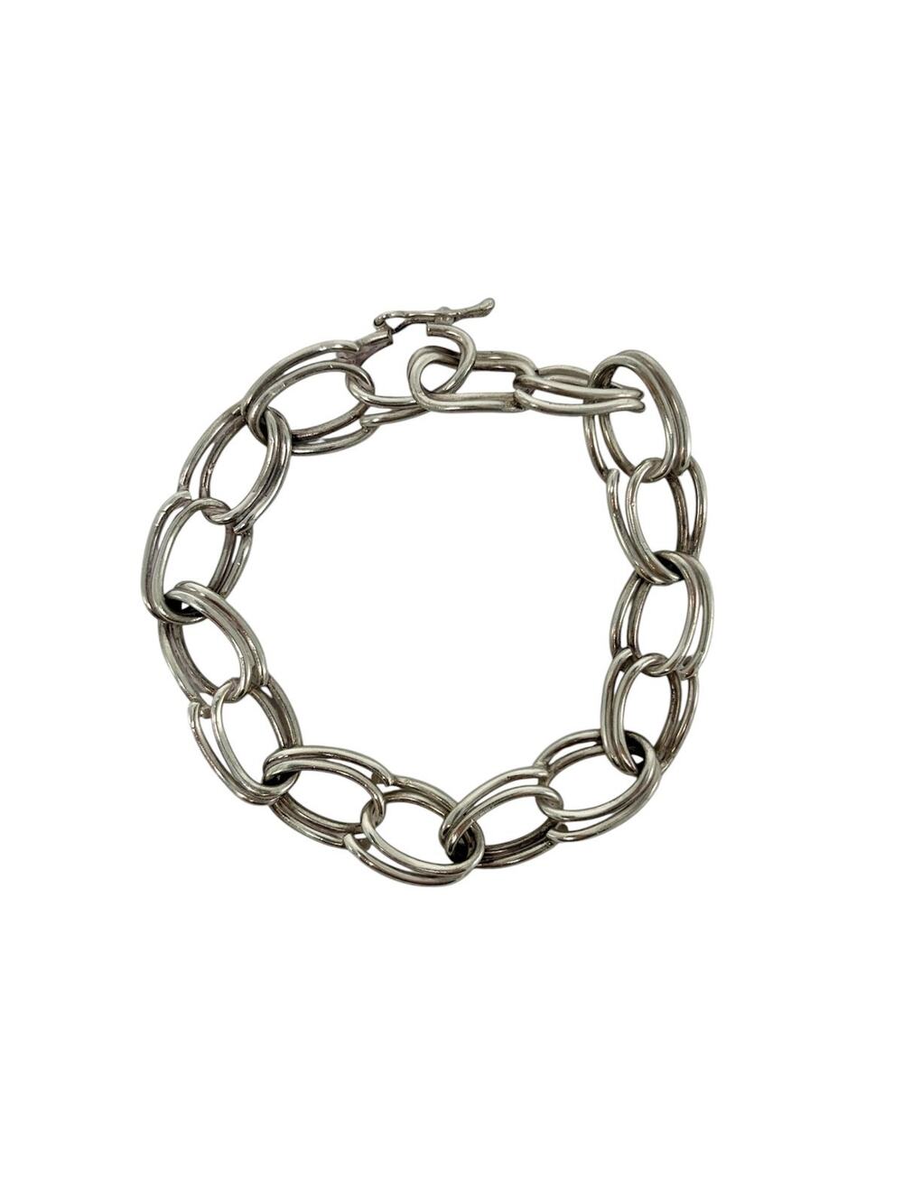 Sterling Silver Double Link Oval Chain Bracelet 8" Peru (24g)